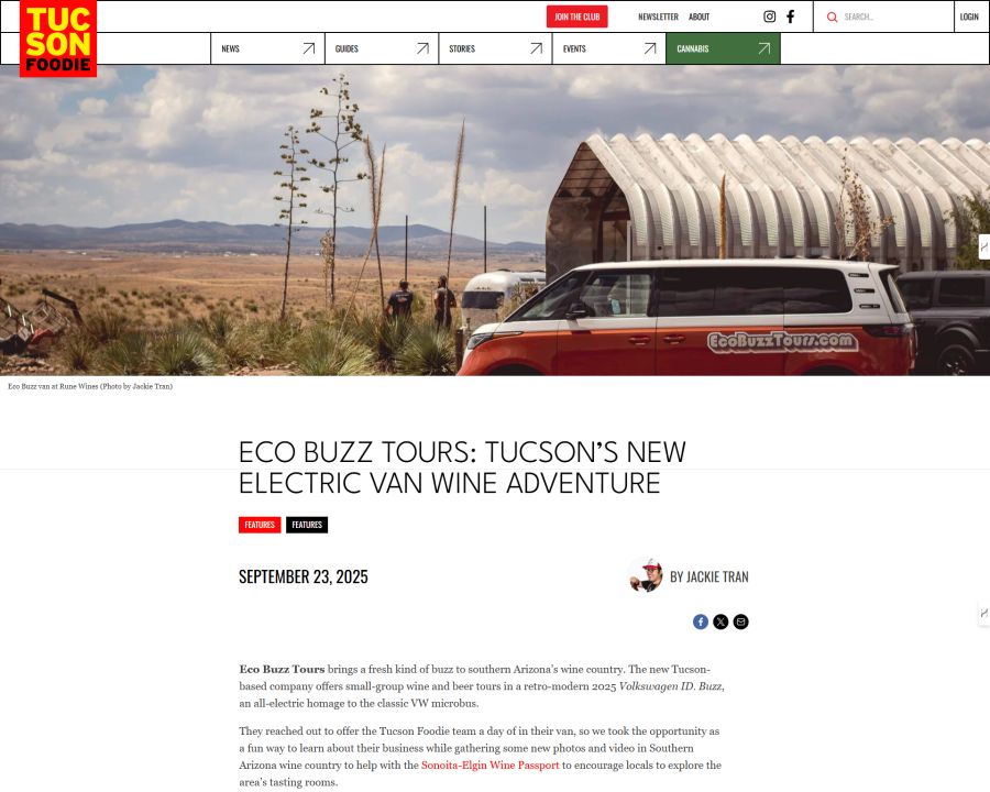 Tucson Foodie features Eco Buzz Tours in story